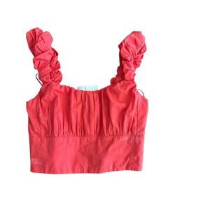 NWT Abercrombie & Fitch Red Puffy Straps Sleeveless Blouse Top Size Small